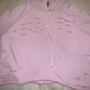 Rue 21 Cropped Baby Pink Hoodie